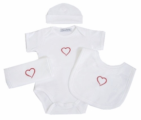 Hearts Layette Set, Deluxe 4 Piece