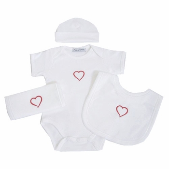 Hearts Layette Set, Deluxe 4 Piece