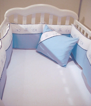le poisson embroidered fish crib bedding