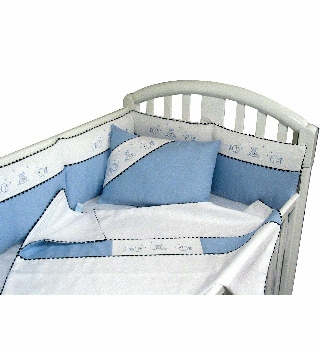 le poisson embroidered fish crib bedding