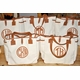 Leather and Canvas Tote with Monogram