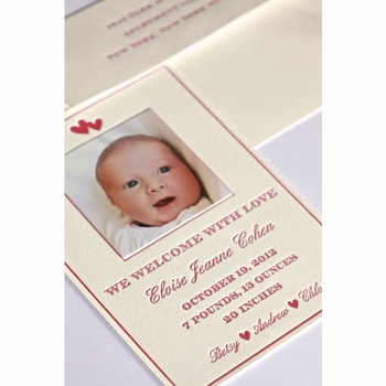 Letterpress Baby Announcement - Eloise