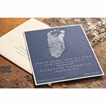 Letterpress Baby Announcement - Footprint