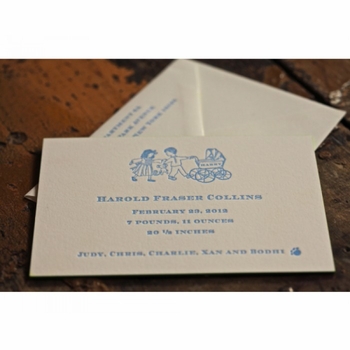 letterpress baby announcement - harry carriage