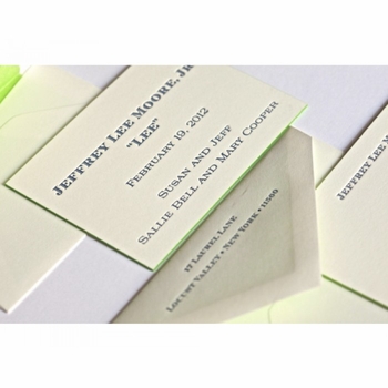 Letterpress Baby Announcement - Lee