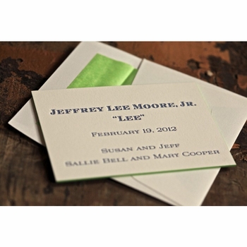 Letterpress Baby Announcement - Lee