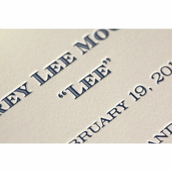 Letterpress Baby Announcement - Lee