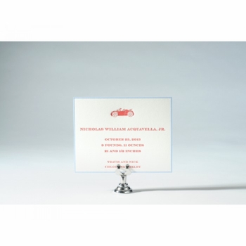 letterpress baby announcement - toy car