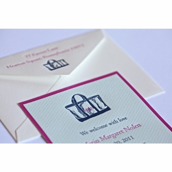 letterpress bag baby announcement - tote