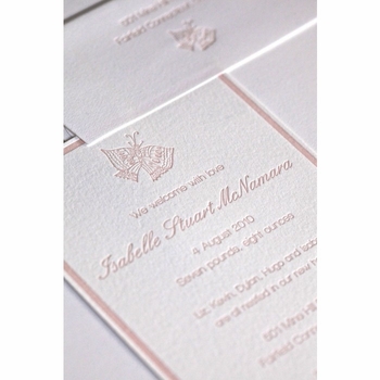 Letterpress Butterfly Baby Announcement - Isabelle