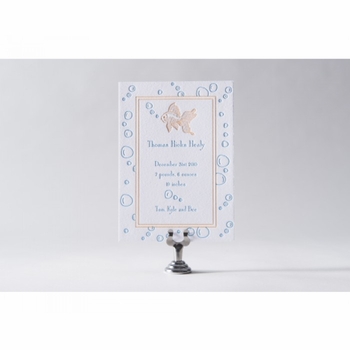 Letterpress Fish Baby Announcement - Thomas