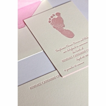letterpress footprint baby announcement - kendall