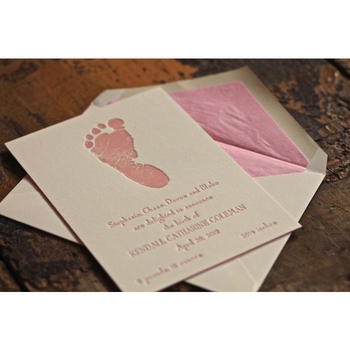 letterpress footprint baby announcement - kendall