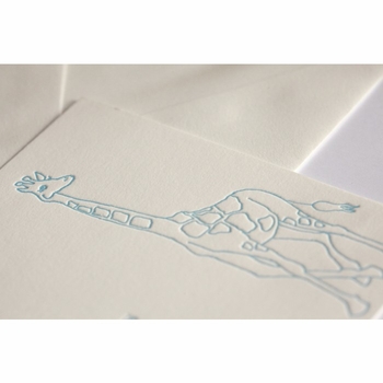 Letterpress Giraffe Baby Announcement - Connor