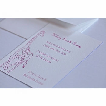 Letterpress Giraffe Baby Announcement - Hilary Baby