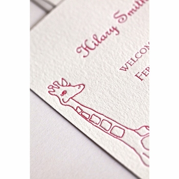 Letterpress Giraffe Baby Announcement - Hilary Baby