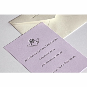 letterpress heart baby announcement - adare