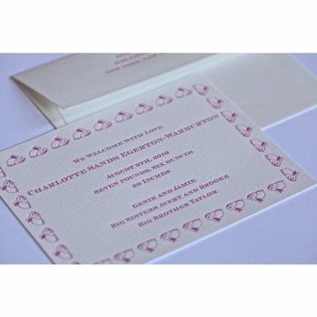 Letterpress Rabbit Baby Announcement - Bunny Parade