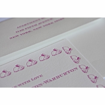 Letterpress Rabbit Baby Announcement - Bunny Parade