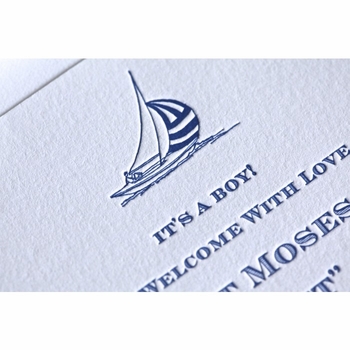 Letterpress Ship Baby Announcement - Taft