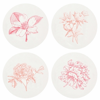 Letterpressed Peonies Coasters