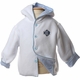 lined hooded cotton white sweater (baby blue gingham lining)