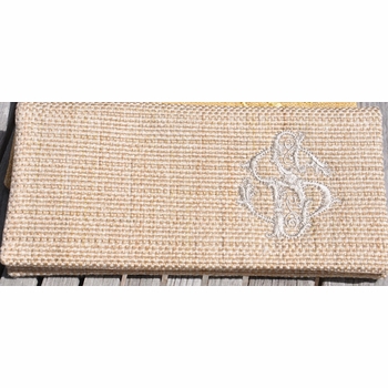 linen clutch with monogram