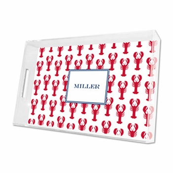 lobsters red lucite tray - large