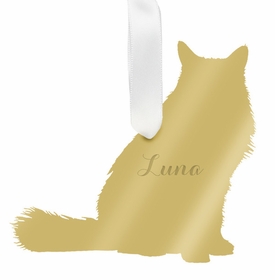 Long Haired Cat Ornament - Gold