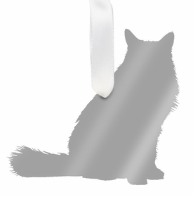 Long Haired Cat Ornament - Silver