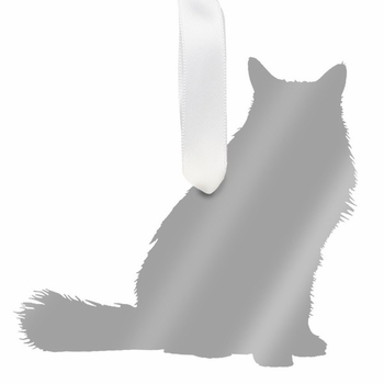 Long Haired Cat Ornament - Silver
