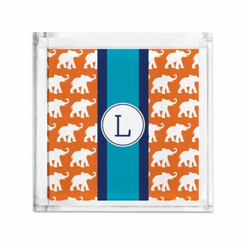 Lucite Tray Petite Elephants Ribbon In Orange