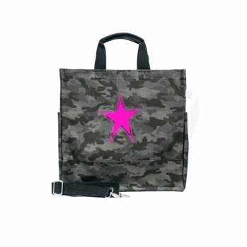 luxe NS camo tote with black handles