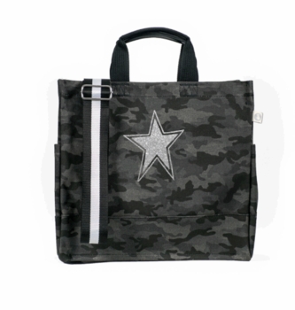 luxe NS camo tote with black handles