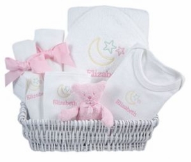 luxury baby gift basket - lullaby pink