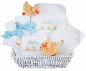 luxury baby gift basket - yellow ducks