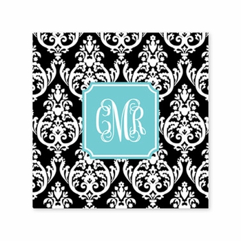 madison damask black square paper coaster<br>set of 50