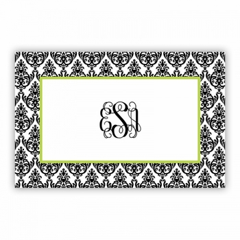 Madison Damask White With Black Disposable Placemat