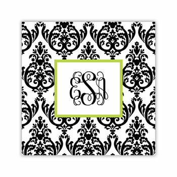 madison damask white with black square paper coaster<br>set of 50