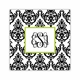 madison damask white with black square paper coaster<br>set of 50