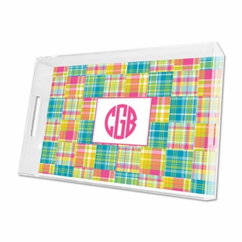 madras patch bright lucite tray - large