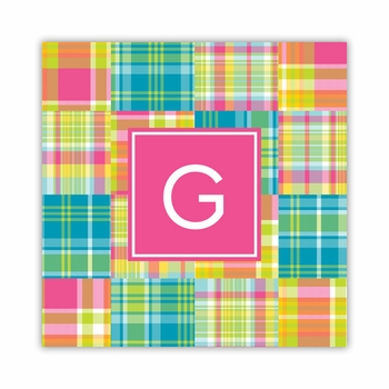 madras patch bright square paper coaster<br>set of 50