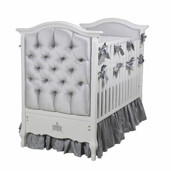 Majestic Silver Upholstered Bordeaux Crib