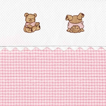 mini pink checker crib bedding by blauen