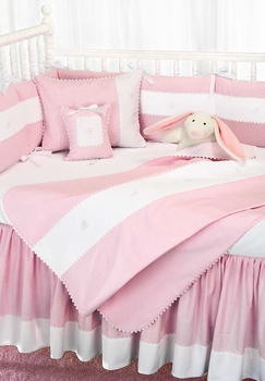 mini pink checker crib bedding by blauen