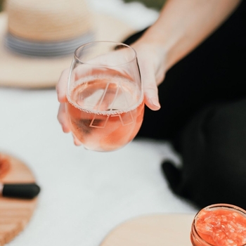 modern initial stemless wine glass