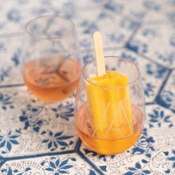 modern initial stemless wine glass