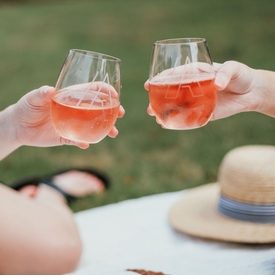 modern initial stemless wine glass