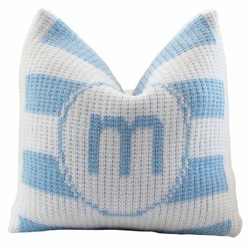 modern striped pillow with single initial