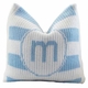 modern striped pillow with single initial